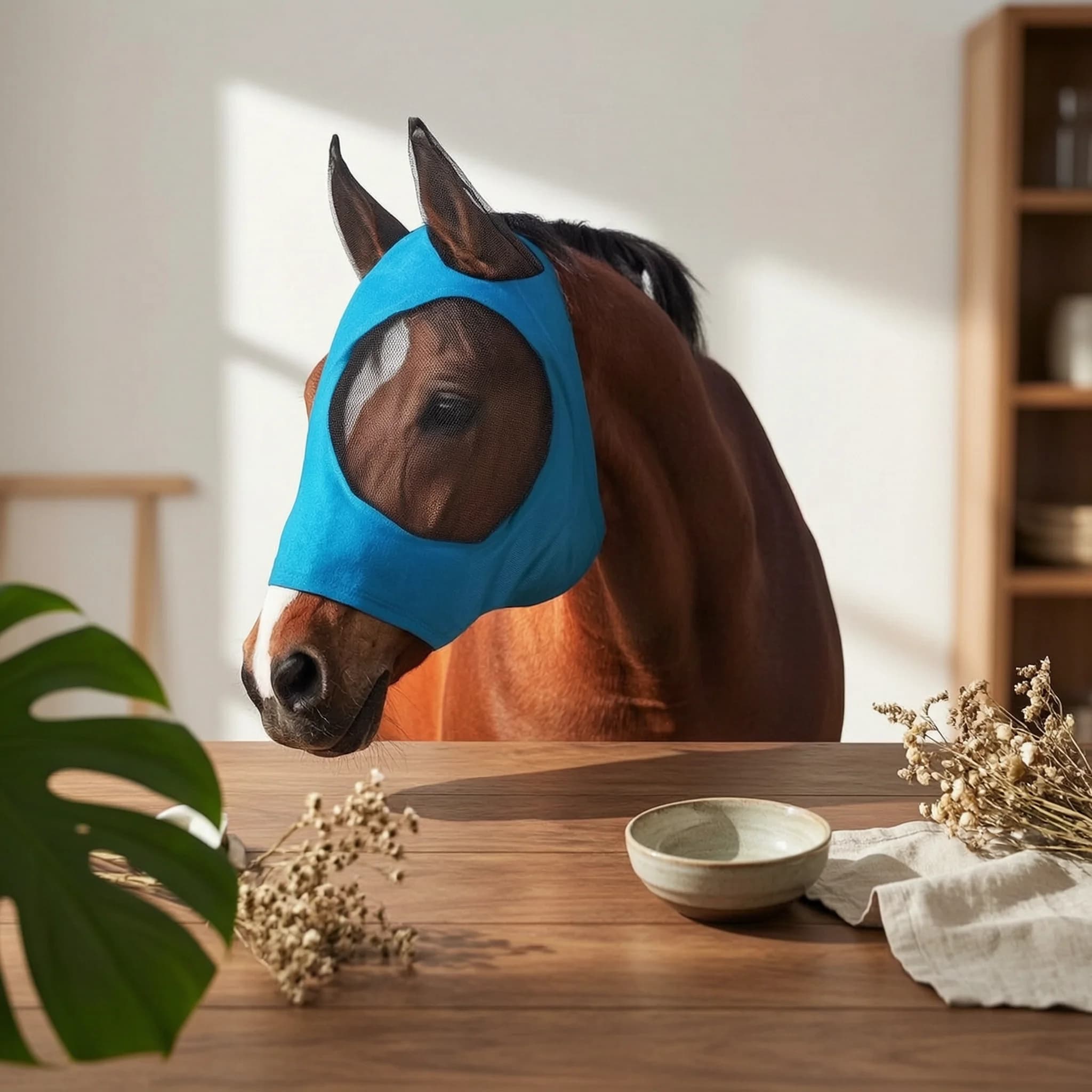 Horse Fly Mask Ear Openings Horse Fly Face Cover Equine Gear Protection Easy to Clean for Summer