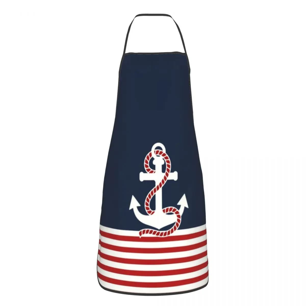 Grembiule da Cucina Personalizzato con Ancora Nautica e Strisce Blu Navy per Uomo e Donna, Unisex, per Cucinare, Giardinaggio e Lavori Domestici