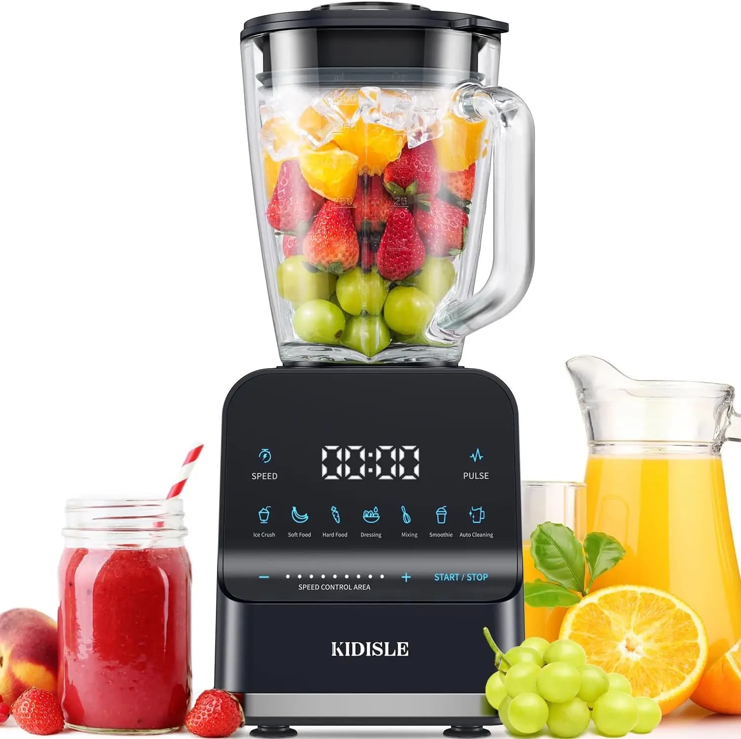 Frullatore Professionale da 1200W, Caraffa in Vetro da 52oz, Tritaghiaccio, 9 Velocità con Touchscreen, Funzioni Pulse e Altre
