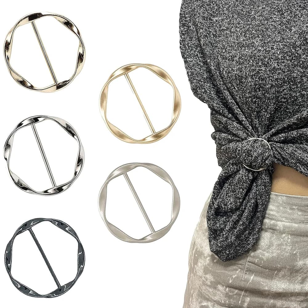 2 pezzi clip per sciarpa e anello clip per maglietta per donna moda cerchio in metallo fibbia abbigliamento anello avvolgere supporti vestiti cappello cintura decorazione