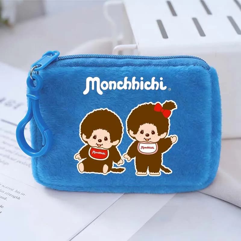 Monchhichi Square Shaped Coin Purse Cartoon Printed Wallet Girls Kawaii Portable Key Money Storage Bags Children Birthday Gifts