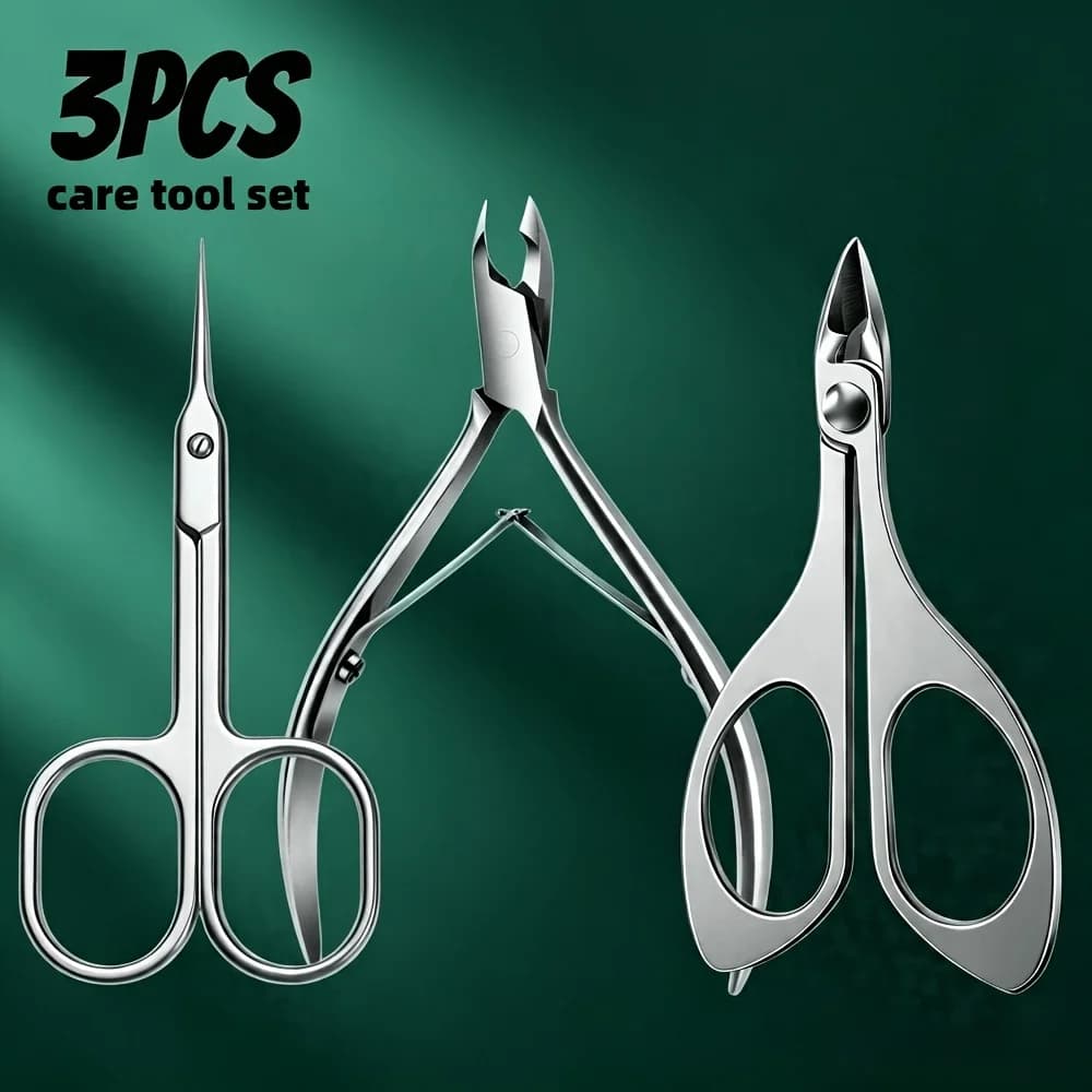 3Pcs Stainless Steel Cuticle Scissors Daily Nail Care For Salon Home Sharp Dead Skin Trimming Manicure Pedicure Grooming Tools