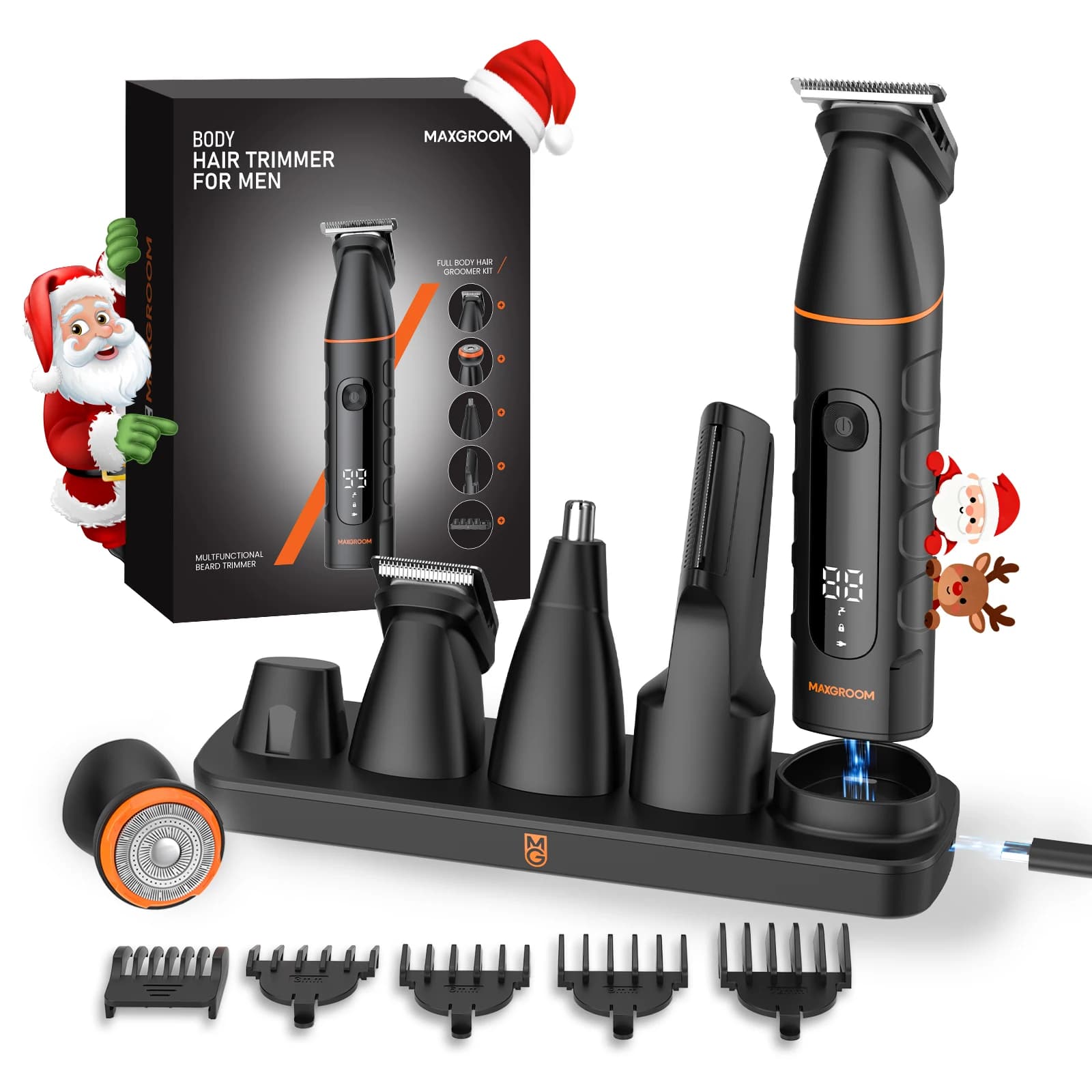 MAXGROOM New 4 in 1 Body Cutters Kit for Men Pubic Hair Razor Naso Barba Trimmer Electric IPX6 Razor Inguine Waterproof