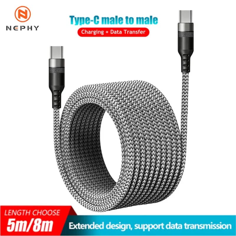 Cavo USB C a Type C PD 60W per Ricarica Rapida, Cavo Dati Estensibile da 2m 3m 5m 8m per iPhone 15 Pro Max Huawei Xiaomi Samsung