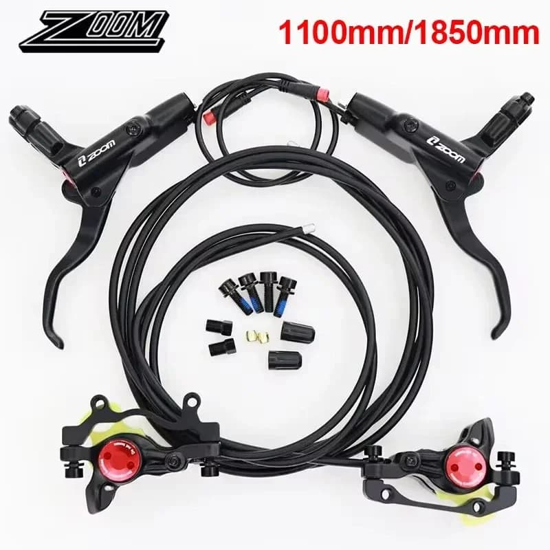 ZOOM Set freno a disco idraulico per bicicletta 2 pistoni pressione olio freno MTB freno a disco 1100/1850mm per scooter elettrico Mtb bici pieghevole