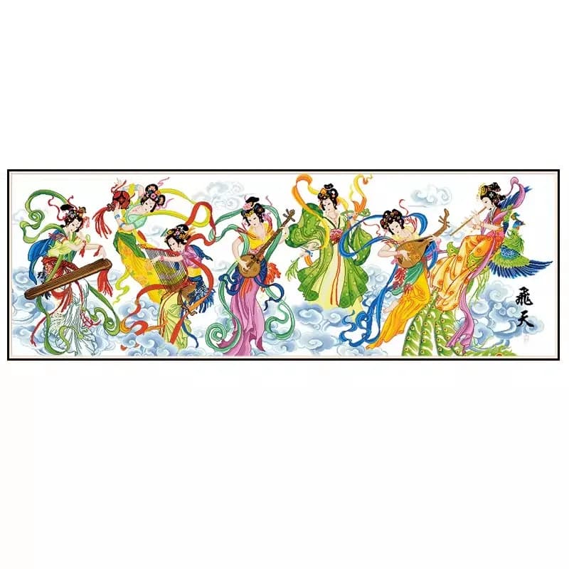 Printed Cross Stitch Embroidery Kits 11ct Silk/Cotton Threads DIY Needlework Decor Handmade Gift Chinese Flying Girl