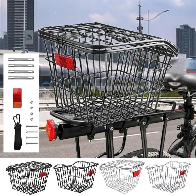 Bike Rear Basket Metal Bicycle Cycling Rack Cargo Container for Mountain Bike Schoolbag Storage Basket Frame Cycle Rear Shelf