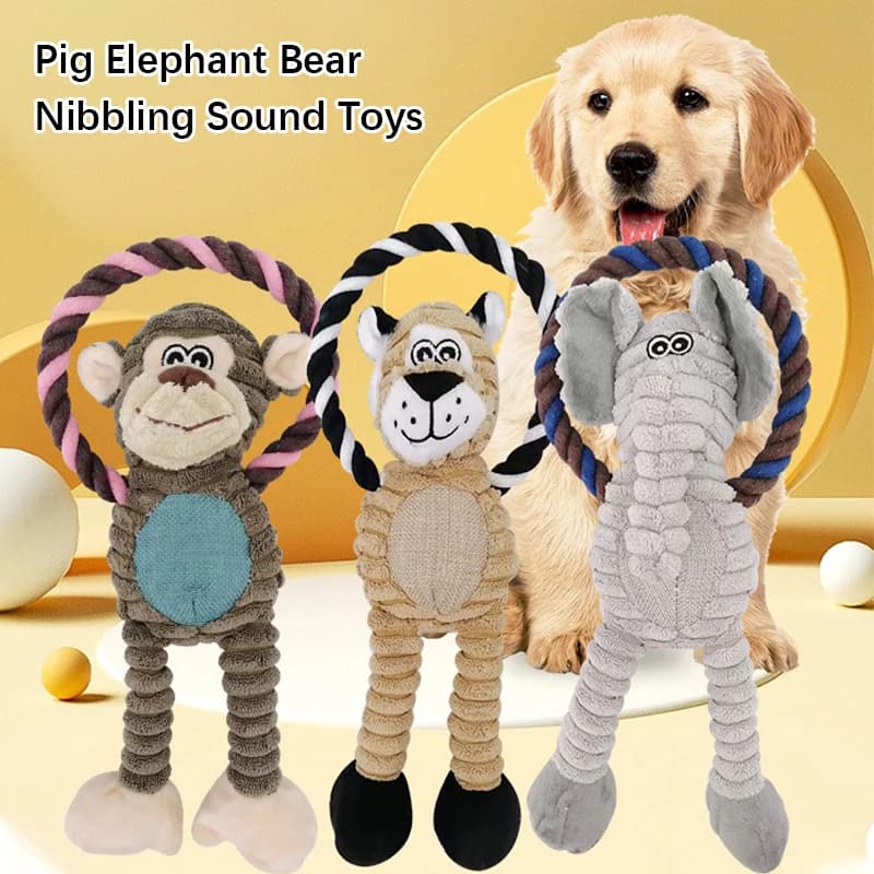 Giocattoli in Corda Intrecciata per Animali Domestici, a Forma di Scimmia, Leone, Elefante, Morbidi e Non Dannosi per i Denti, Accessori per Cani
