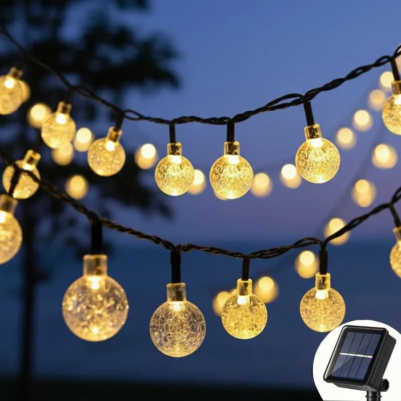 Luci a Sfera di Cristallo a Energia Solare con 8 Modalità, Impermeabili per Decorazioni Natalizie da Esterno e Giardino