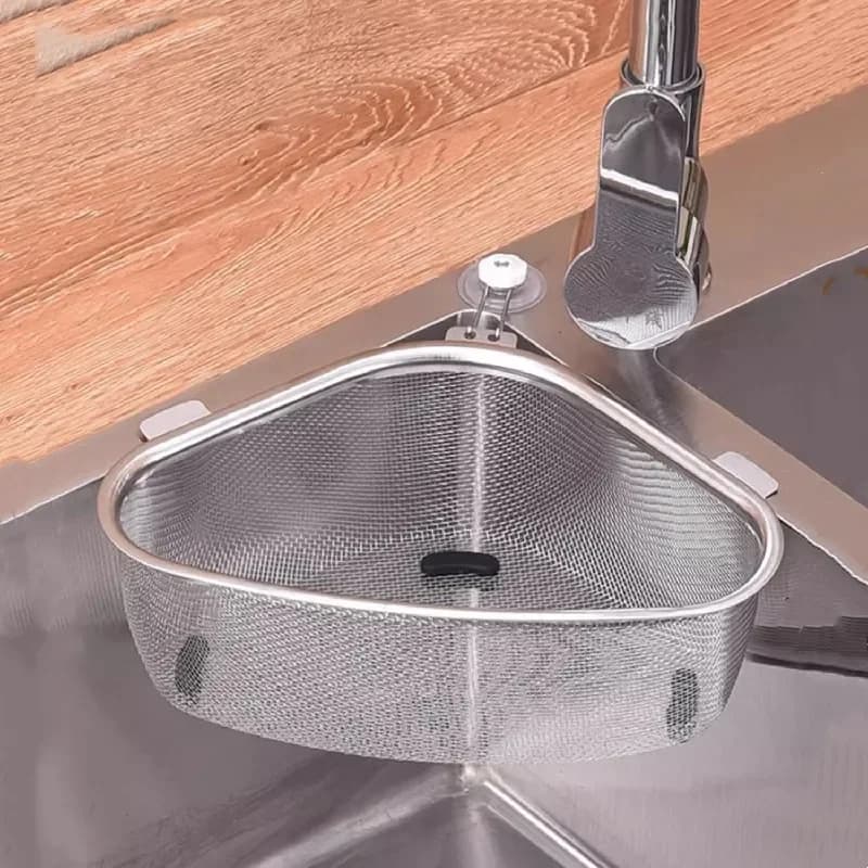 Cestello di scarico per lavello da cucina Triangolo in acciaio inossidabile Filtro per lavabo Scarico per detriti alimentari Organizzatore di stoccaggio per la casa