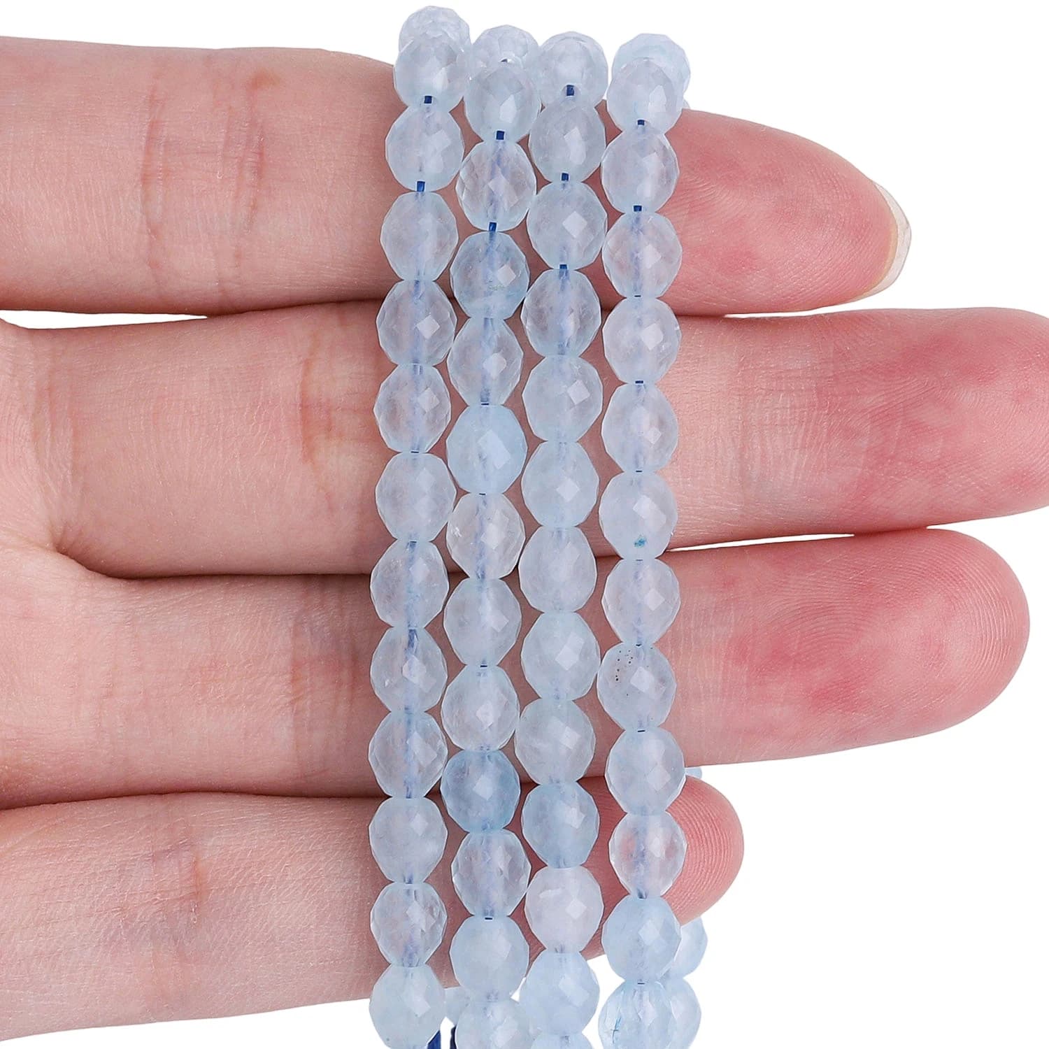 Natural Aquamarine Faceted Rice Shape Stone 5x6mm Beads for Fashion Jewelry Making DIY Earrings Bracelet Necklace Accessory