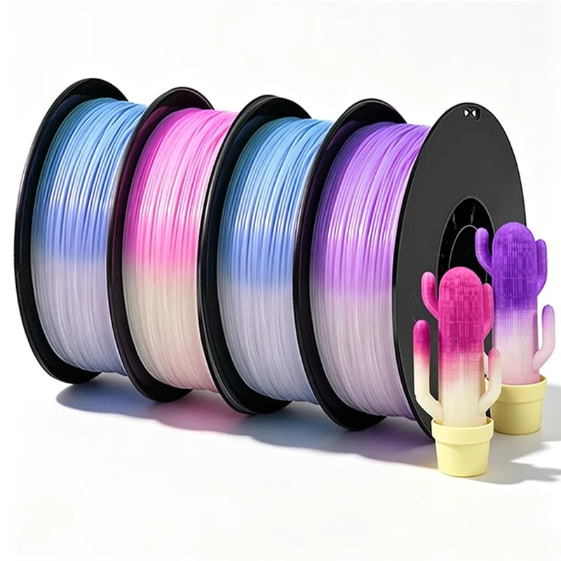 PLA 3D Printer Filament from 1,75mm, White to Pink, Change Color with Light, 3D Printing Material from White to Blue Yellow, 1Kg 250g 500g