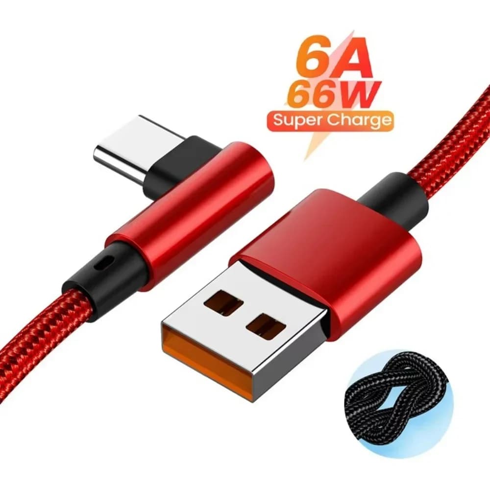 Cavo di Ricarica Rapida USB Tipo C 66W 6A con Connettore a 90 Gradi per Gaming, Compatibile con Huawei, Xiaomi 14, Redmi, Honor, OPPO, Realme, POCO
