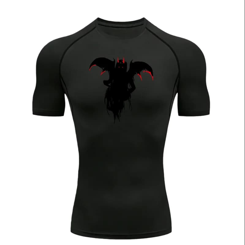 Men's Sports T-shirt Demon Design, Compression Knit for Training and Fitness, Men's Elasticized T-shirt for Volleyball, Fitness Clothing