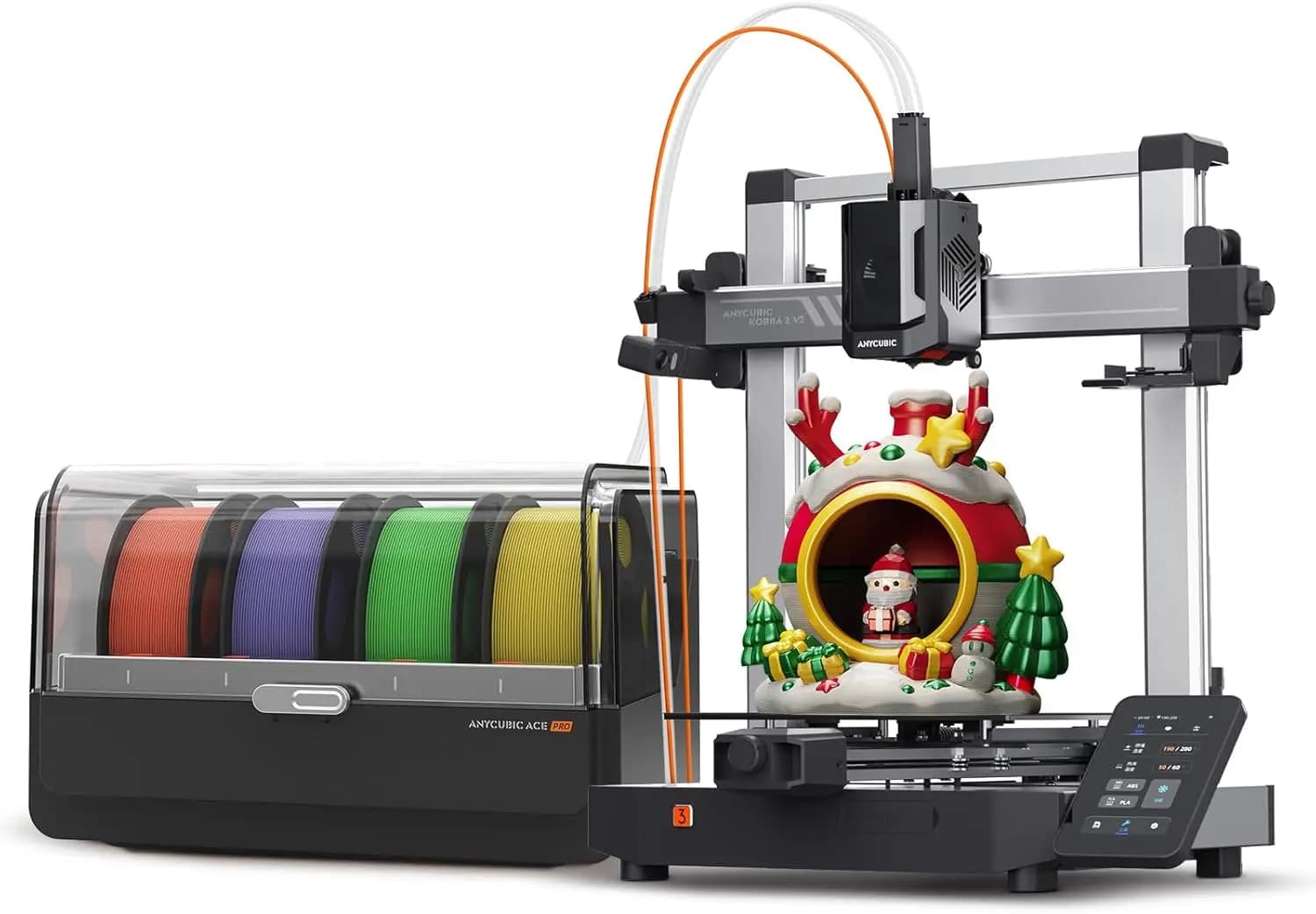 Kobra 3 V2 Combo 3D Printer, Smart Multicolor Printing Up to 600mm/s Print Speed, Active Filament Drying Enhanced