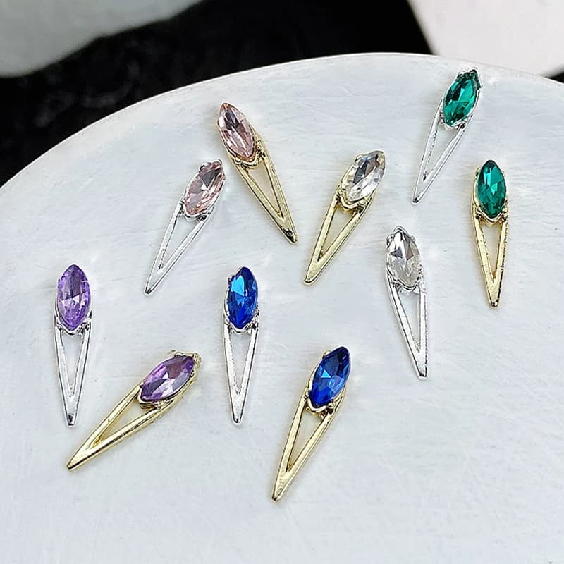 10PCS Hollow 3D Luxury Alloy Nail Art Rhinestone Arrow Accessories Charms Parts For Nails Decoration Manicure Decor Supplies