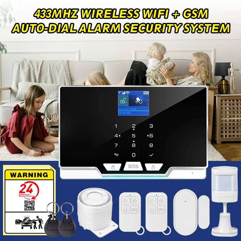 KERUI Wireless Home Alarm G20 GSM Wifi Security Alarm Tuya Smart con rilevatore di movimento sensore porta 433Mhz antifurto Alexa
