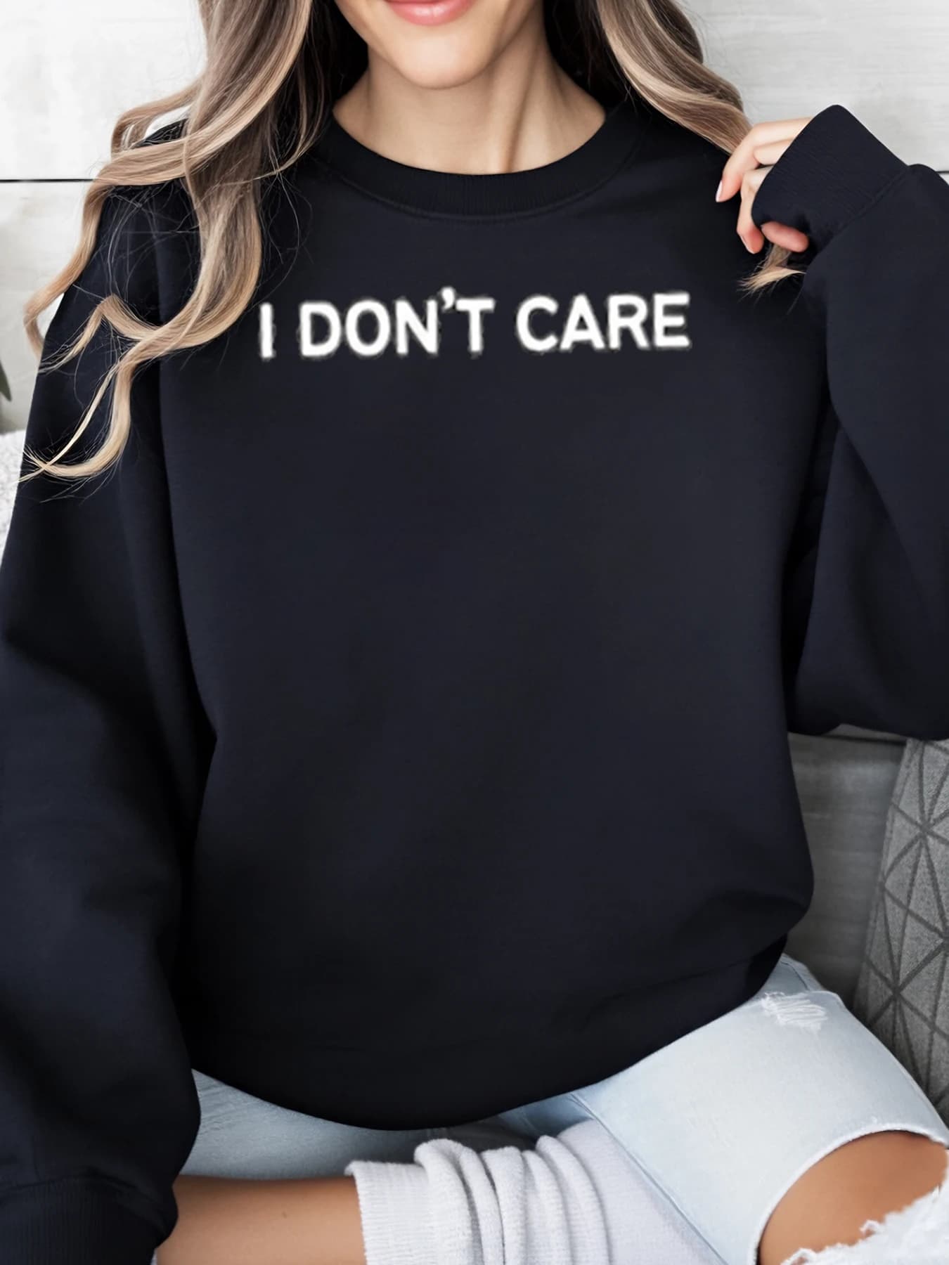 I Don'T Care Halloween Women Casual Clothing Black Plus Size