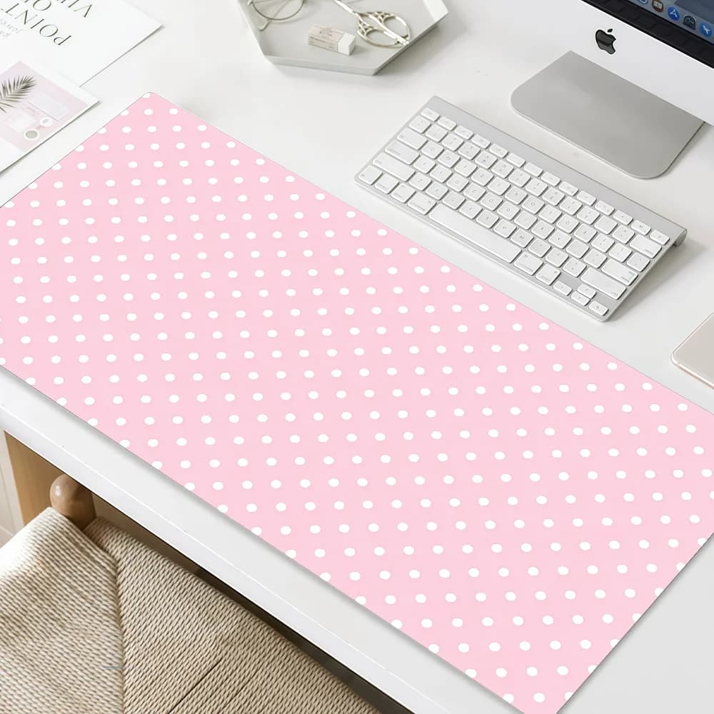 Mouse Pink Pad MousePad Non-slip Lockedge Dot Office Art Student Gaming Thickened Large Writing Pad P-Polka Cushion