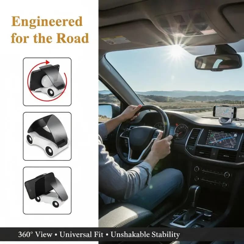 360 ° Supporto Auto Girevole per Telefono, Adesivo e Resistente, Universale per Cruscotto, Ideale per Video e Altri Scenari