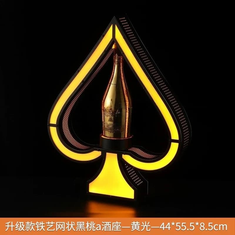 Iron Art Light Up Wine Bottle Display Stand, LED Illuminated Wine Rack for Wedding Club Bar Decor