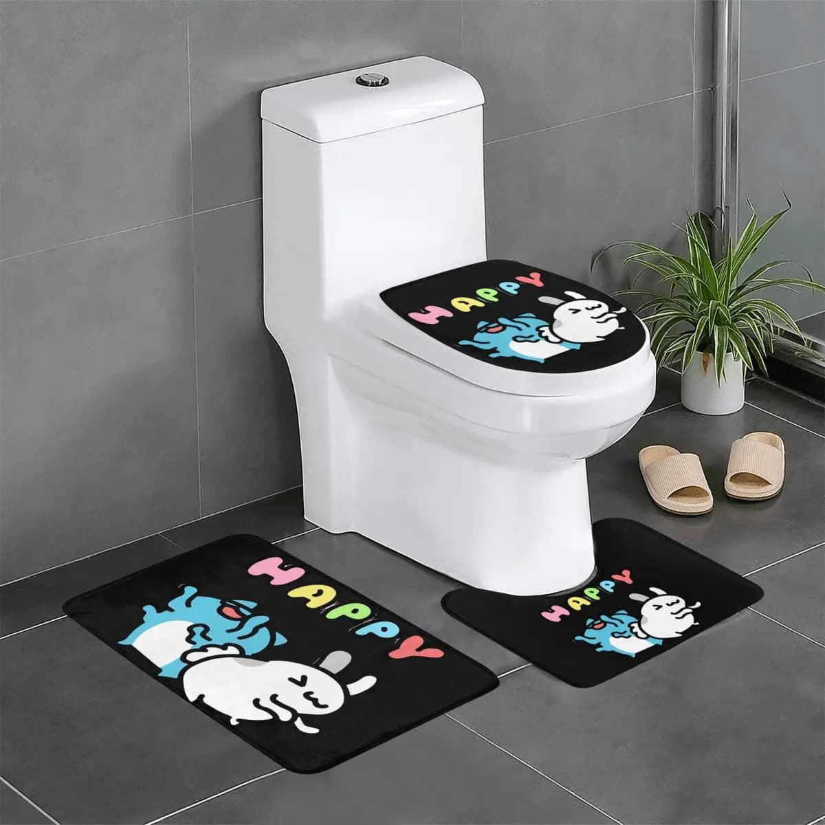 Comic Cat Bugcat Capoo Bug Cat 3 pezzi Tappetino da bagno Set da bagno Copriwater Decorazioni per la casa Tappeto antiscivolo