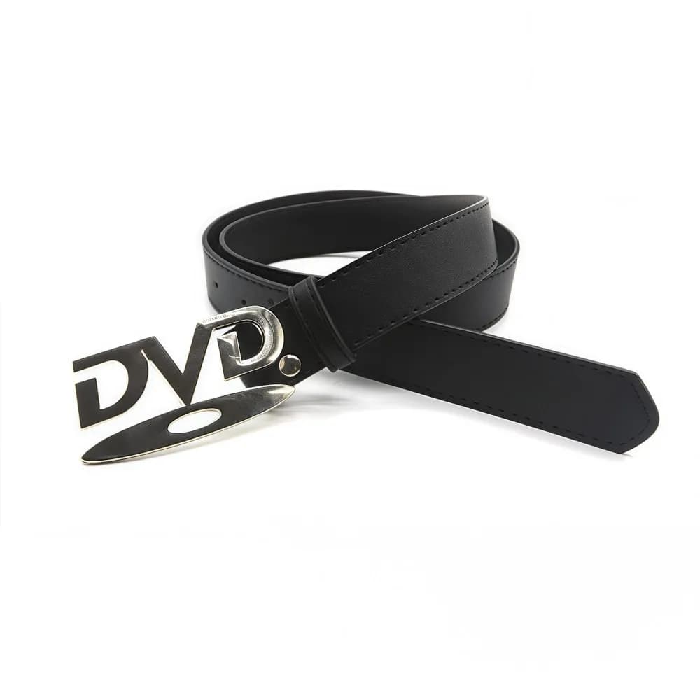 Cintura con fibbia inglese dal design nostalgico DVD Robusta cintura da donna Design versatile alla moda Senso casual Cintura di nicchia Decorazione jeans