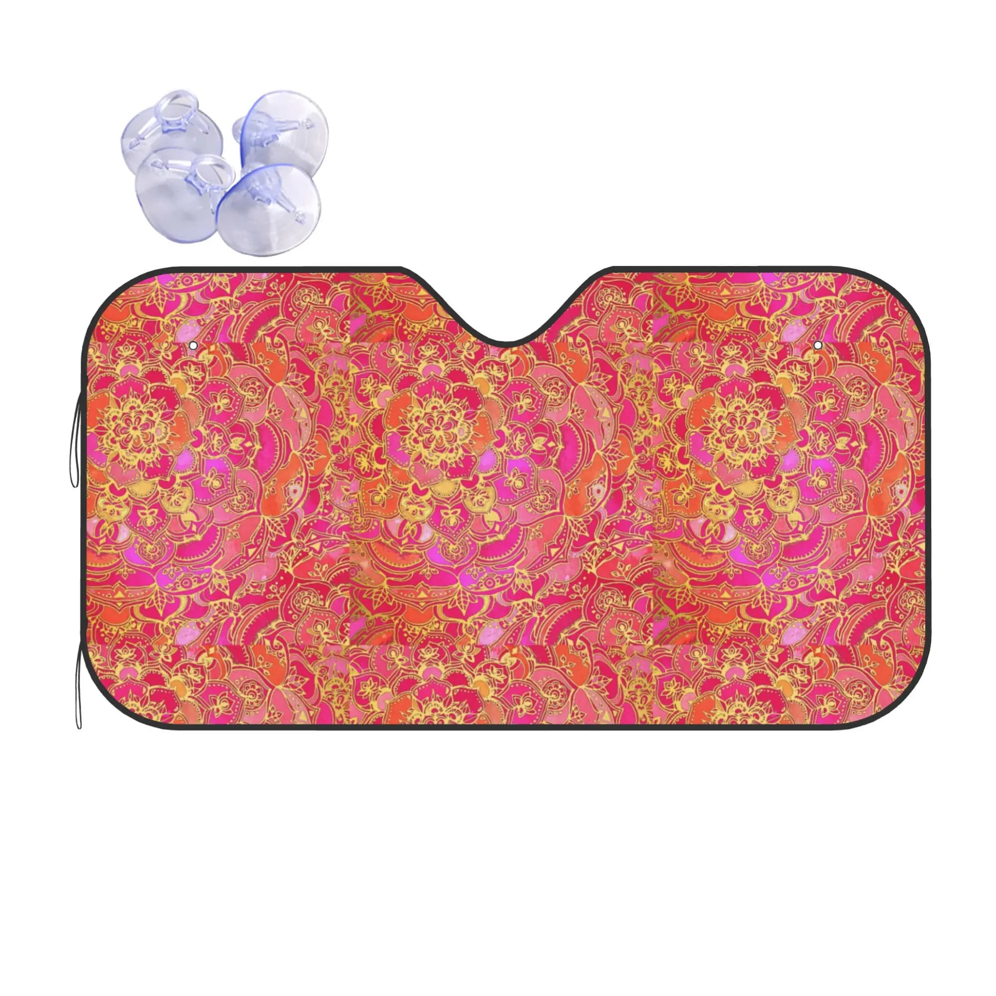 Baroque Floral Car Front Windshield Sun Visor UV Protection Car Sun Shade Heat Insulation Cover Aluminum Foil Car Sunshade