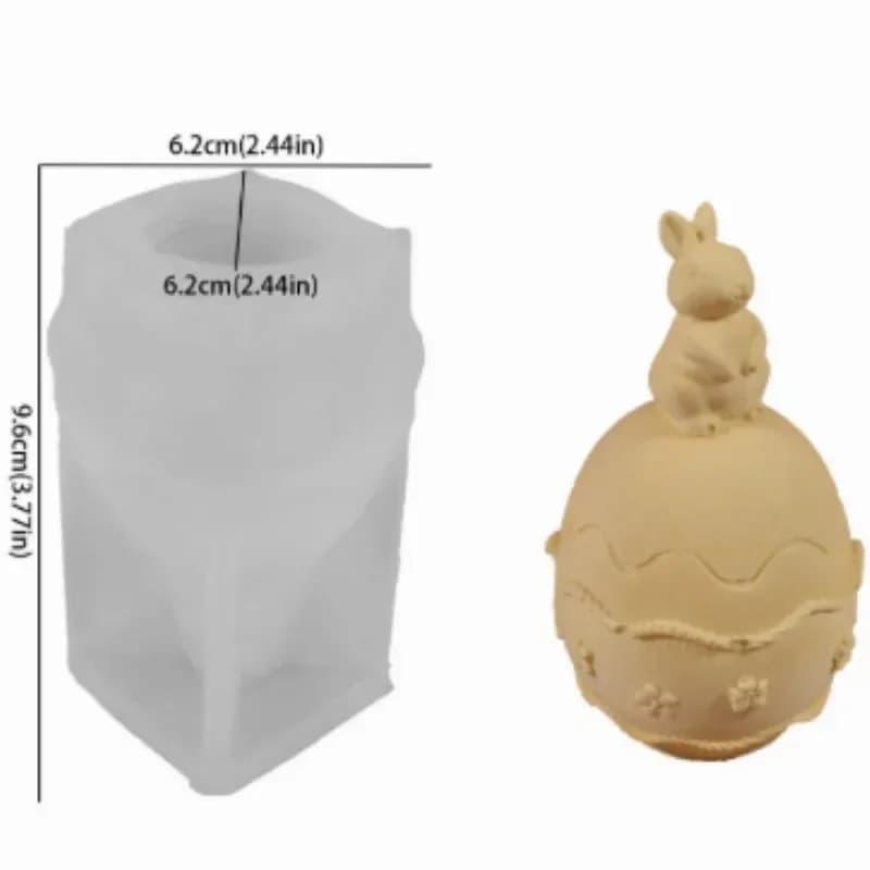 Nuovo 2026 - Stampo in silicone per barattoli portacandele a forma di uovo di Pasqua con coniglietto Nicole, per realizzare vasi portacandele pasquali fatti a mano in Jesmonite e cemento