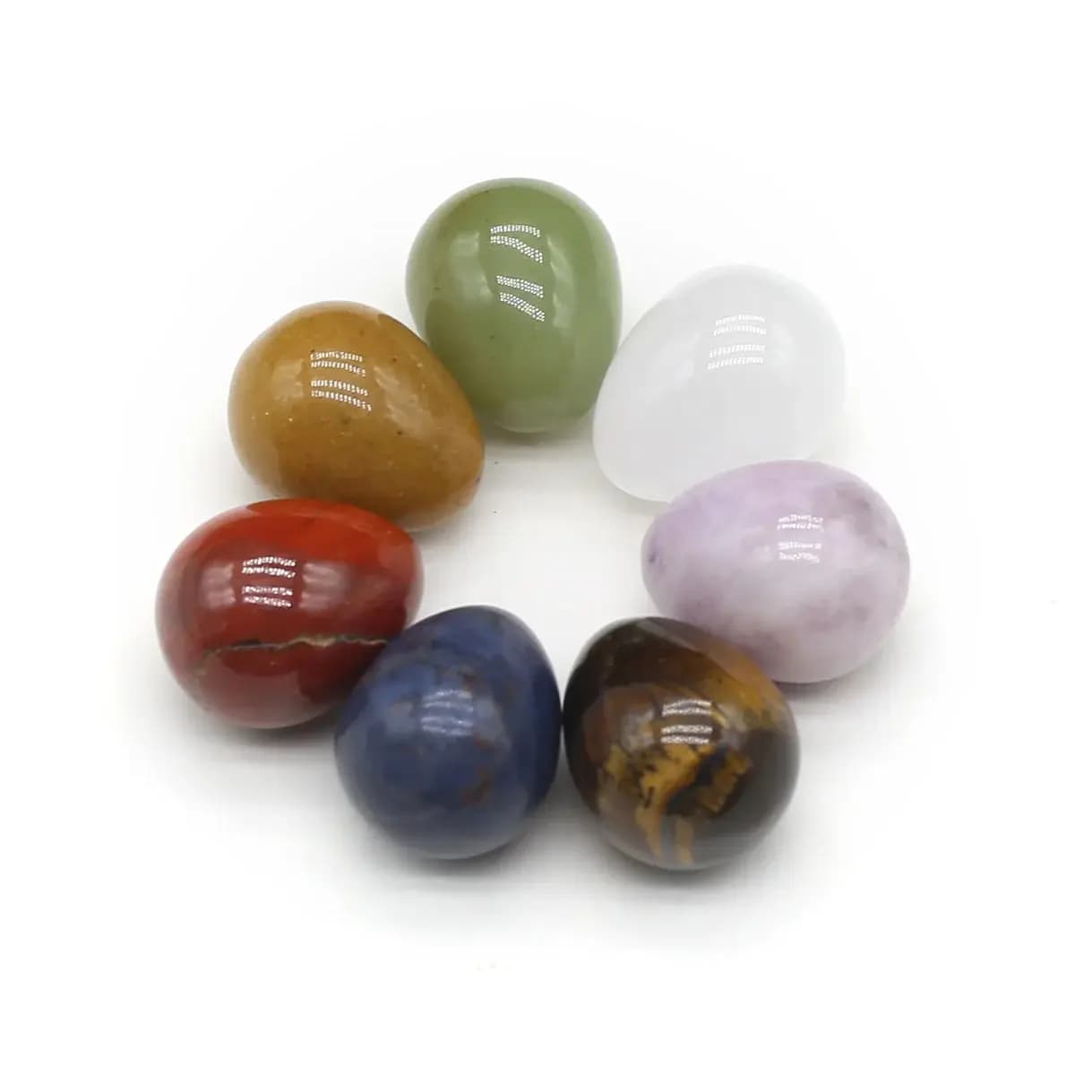 7pcs/Pack 17x22mm Easter Eggs Ornament Natural Stone 7 Chakras Crystal Agate Beads for Jewelry Making DIY Necklaces Accessories