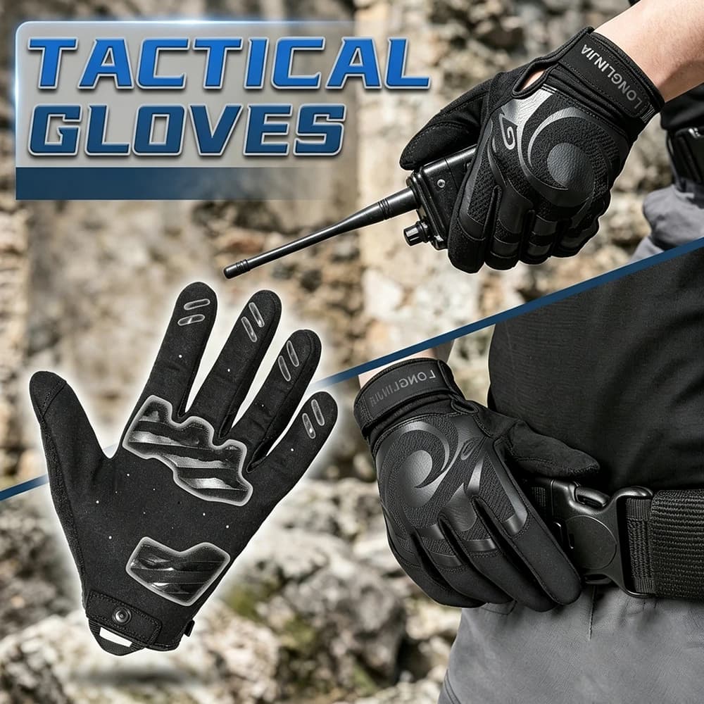 Guanti tattici a dita intere, antiscivolo, touchscreen, resistenti, traspiranti, protettivi per escursionismo, ciclismo, lavoro all'aperto