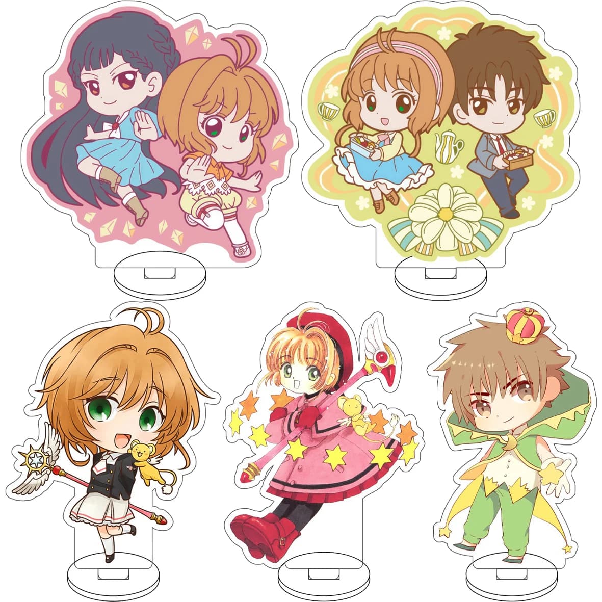 10CM Anime ‌Card Captor Sakura Cos Kinomoto Sakura Cerberus Li Syaoran Li Meiling Figure Acrylic Stand Cute Ornaments Gifts