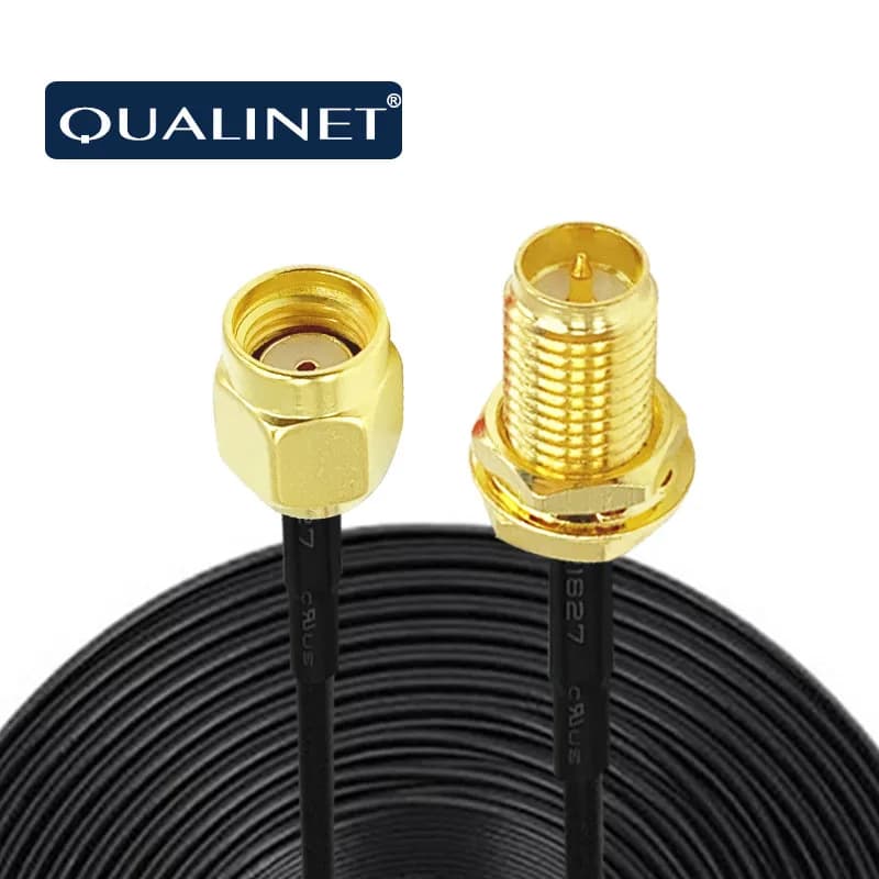 QUALINET RG174 MF/MM RP SMA Connector Extension Cable 0.15-10 m Copper Cable for WiFi Network Board Coxal Conector Fios