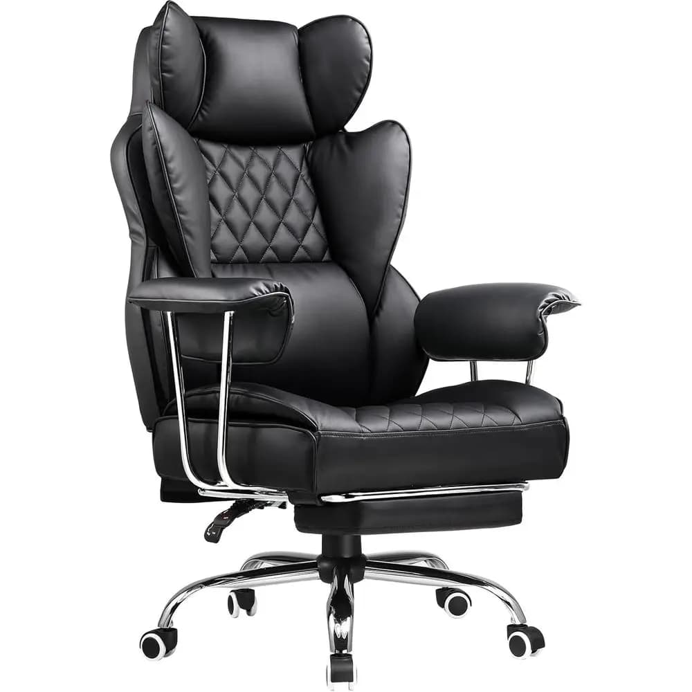 Sedia da ufficio grande e alta, sedia da gaming in pelle con schienale alto e poggiapiedi, sedia da ufficio ergonomica direzionale con supporto lombare a molla