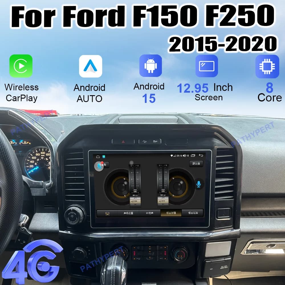 Autoradio Android 15 con CPU Unisoc 7870 per Ford F150 F250 2015-2020, Schermo Carplay da 12.95 pollici, Stereo Auto BT DSP FM GPS 4G