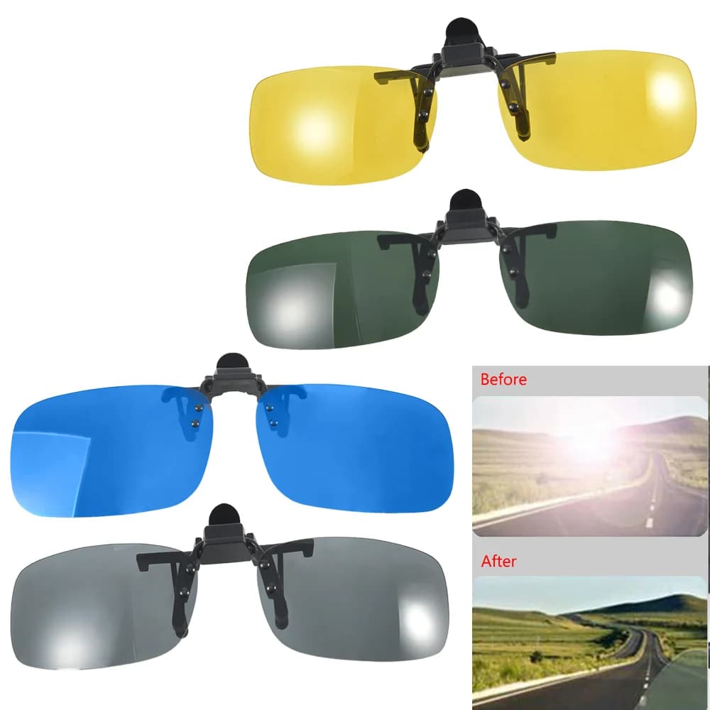 Occhiali da sole per conducente di auto Occhiali da sole polarizzati UVB anti-UVA Guida per lenti per visione notturna Clip su occhiali da sole Occhiali da sole interni