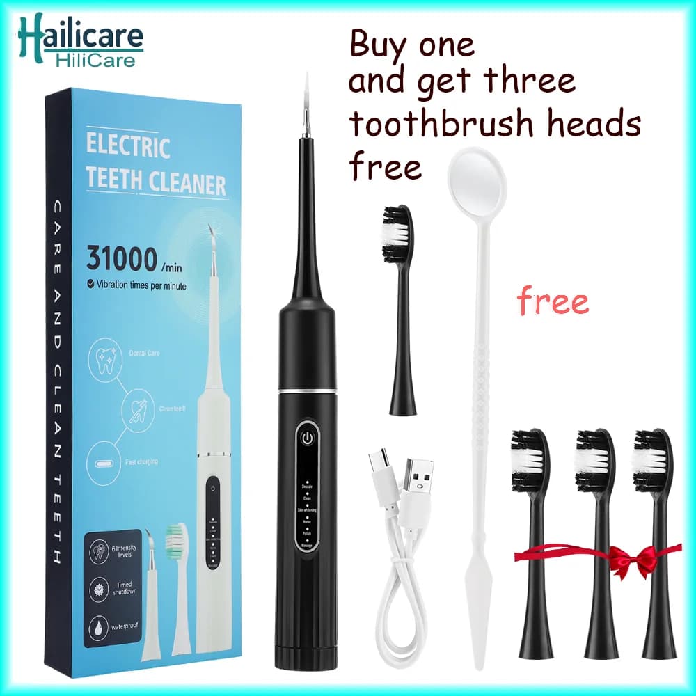 Waterproof Electric Toothbrush with Sonic Vibration, Remove Plate and Tartar, Denti Cleaning Tool