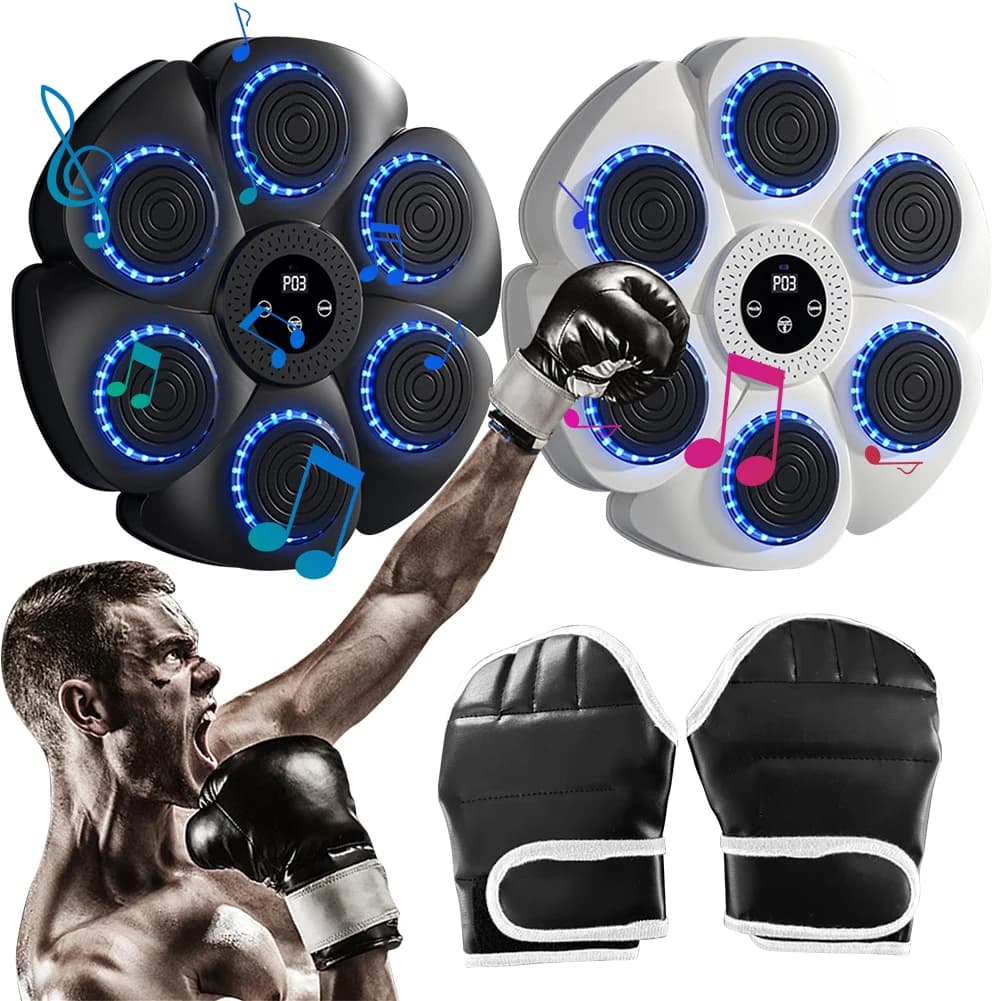 Macchina da Boxe Musicale Intelligente Bluetooth - Sacco da Boxe Smart Bluetooth per Palestra Domestica con Luce RGB Montabile a Parete