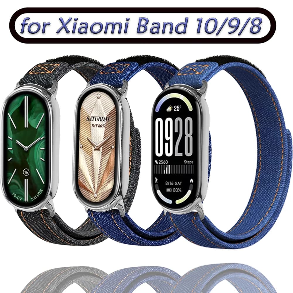 Nuovo cinturino in denim morbido per Xiaomi Band 10/9/8 Sport Smart Watch di lusso Comodo cinturino per cinturino Mi Band 9/8 Correa