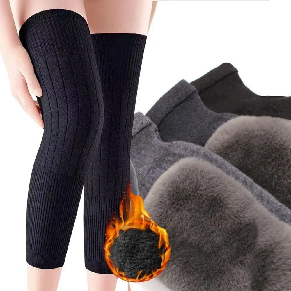Thickened Rabbit Fur Knee Pads Hot Winter Knee Pads in cashmere wool Cold Resistant Windproof Knee Pad Leg Protector Cold Leg arthritis Knee Pad