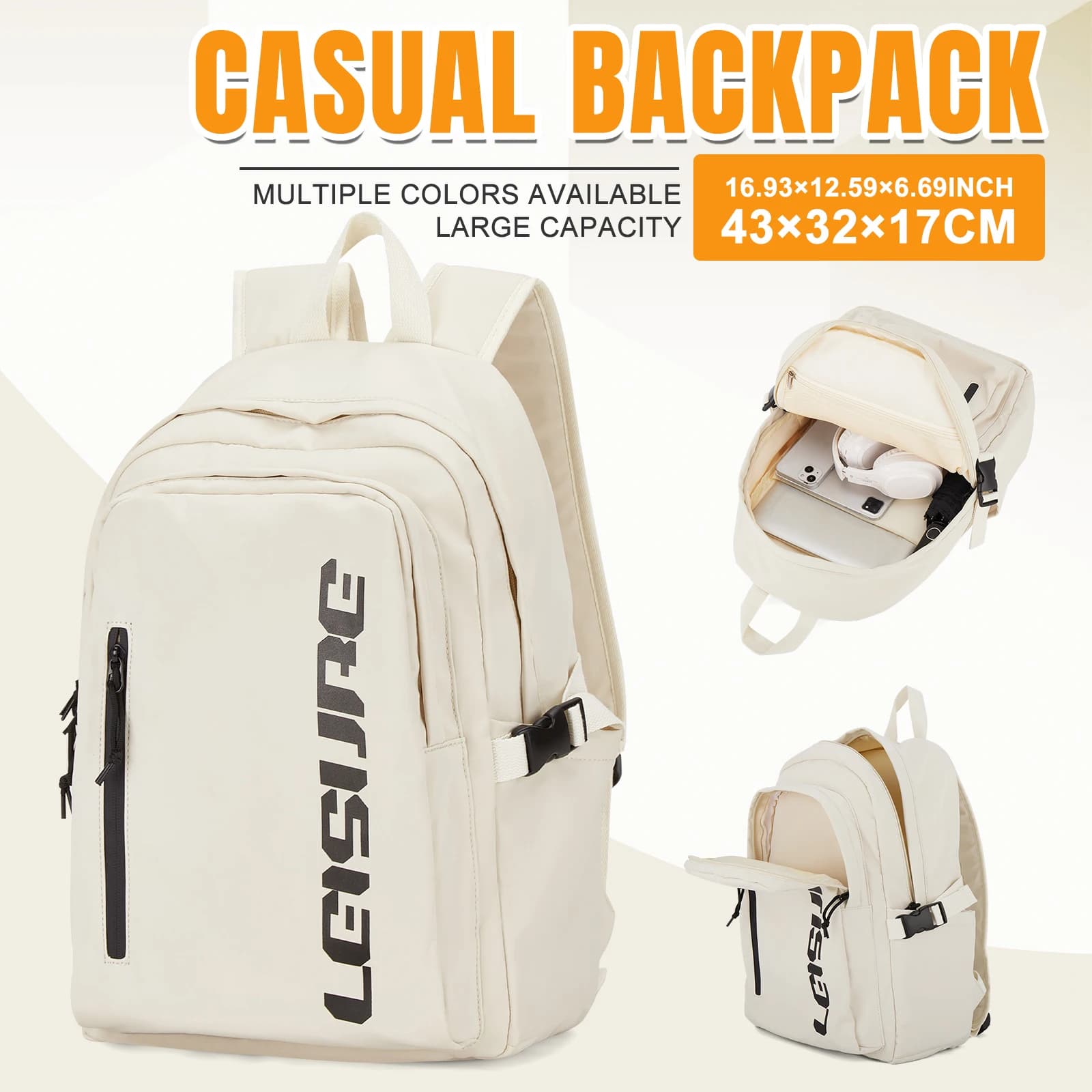 Casual Lightweight Teenager School Backpack for College University Portable Backpack for Men and Women for 14'' Laptop Backpack