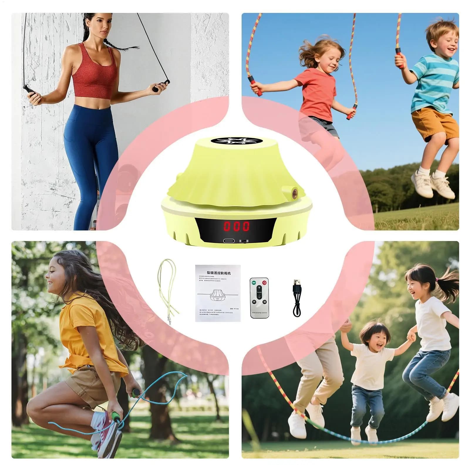 Auto Jump Trainer Rechargeable Remote Control Adults Electric Jump Rope Counter For Kids Adults Family Home Office Gym Indoor
