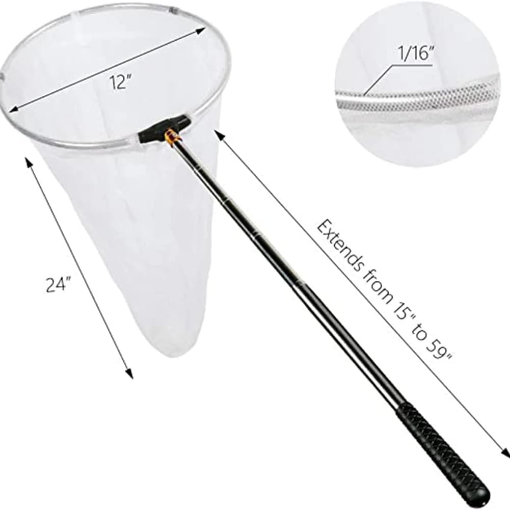 Professional Stainless Steel Fast Folding Butterfly Insect Nets,Retractable Handle Fishing Landing Net Catching Small Fish