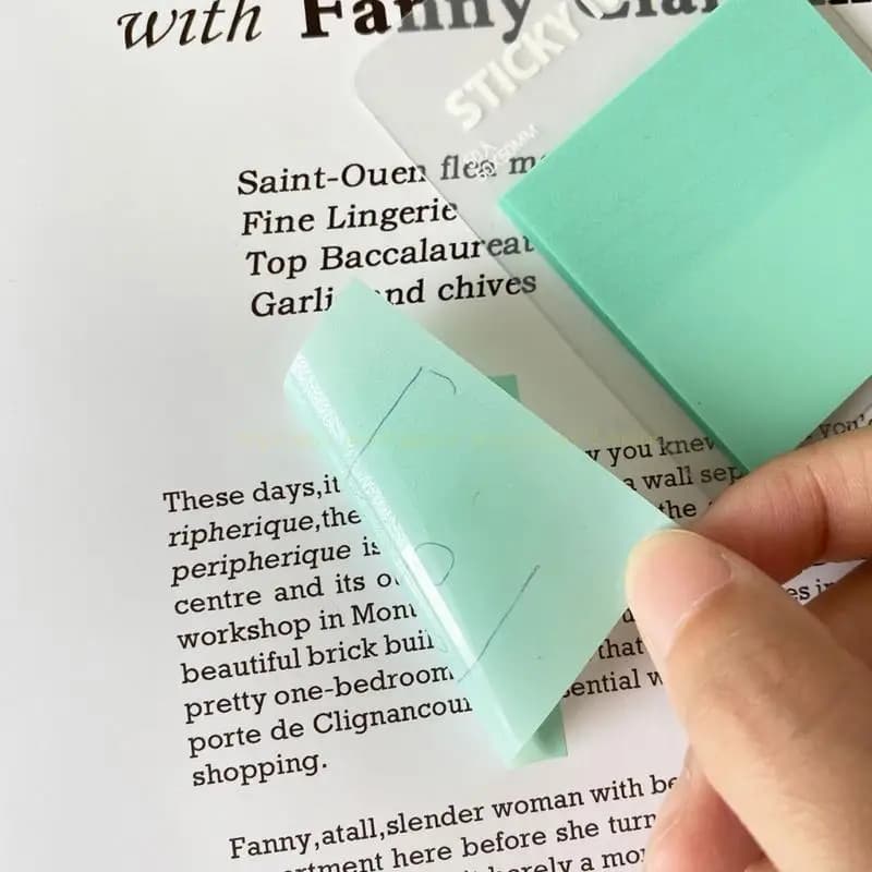5x Note appiccicose impermeabili Pad cuscinetti traslucidi per note traslucide