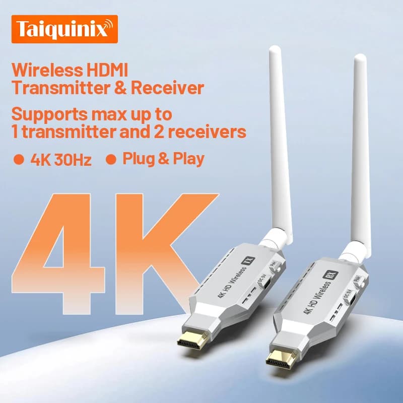 Kit Trasmettitore e Ricevitore HDMI Wireless Taiquinix 4K 5.8G 229FT, Adattatore TV Stick Wireless per PC, Laptop, TV e Proiettori