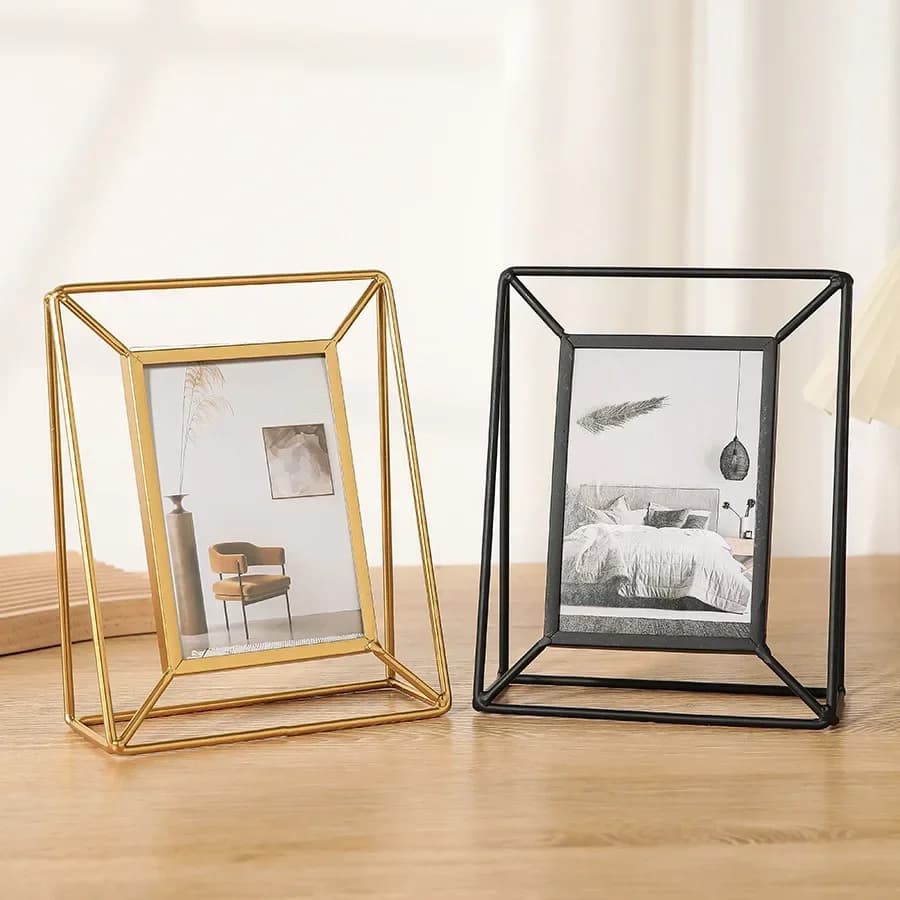 Rectangular Metal Picture Frame, Creative Desktop Decor, Stylish Tabletop Artwork Holder, Home Decor, 6 "and 8"