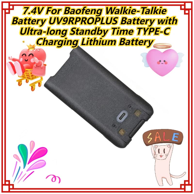 Batteria per walkie-talkie Baofeng da 7,4 V Batteria UV9RPROPLUS con tempo di standby ultra lungo Batteria al litio di ricarica TYPE-C