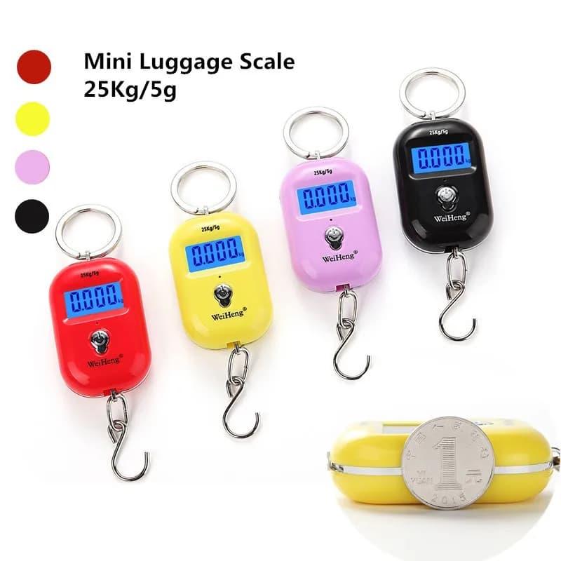Mini bilancia digitale 25Kg 5g bilancia per bagagli tascabile con peso da pesca elettronica s gancio per appendere Mini portachiavi bilancia LCD