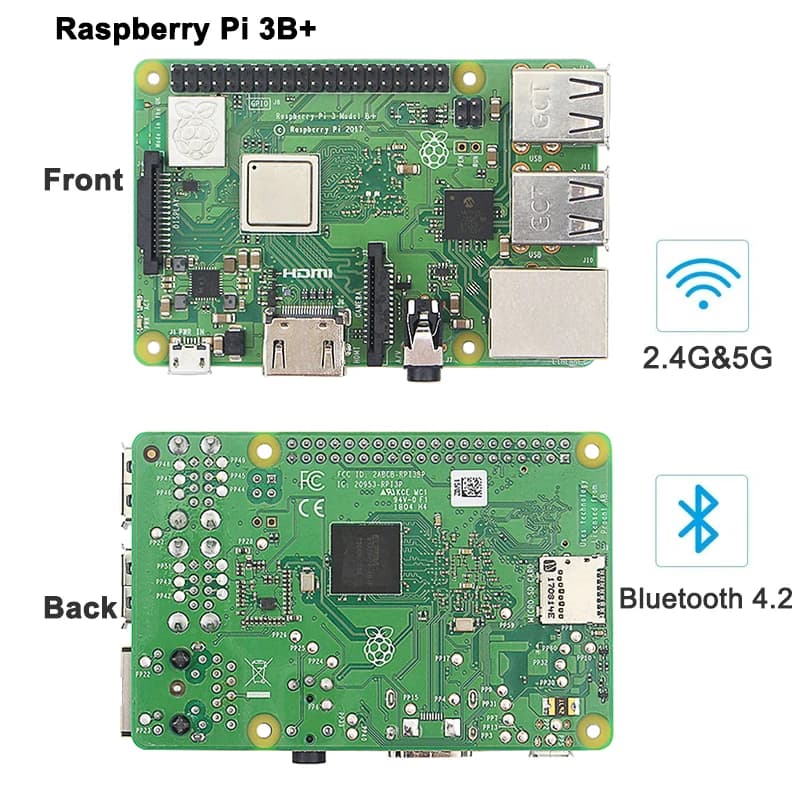 Raspberry Pi 3 Model B+ 1.4GHz 64-Bit Quad-Core ARM Cortex-A53 CPU Optional Case Power Supply Heatsink For Raspberry Pi 3B+