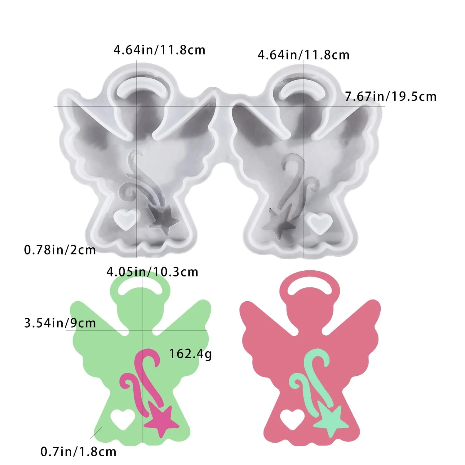 Stampo in resina epossidica fai da te, stampo in silicone a forma di doppio angelo per candele, aromaterapia e decorazioni in gesso